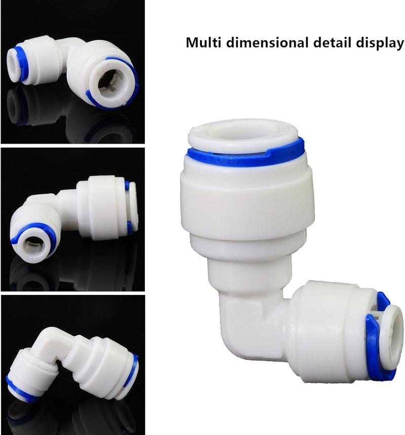 AimatRun Water purifier adapter, 1/4 * 3/8 "FPT quick bend pipe, outer diameter 1/4 turn 3/8 inch quick push plastic pipe joint, suitable for reverse osmosis filtration RODI system 5PCS - Image 2